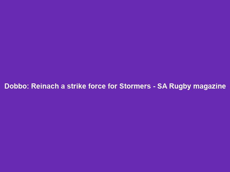 Dobbo: Reinach a strike force for Stormers – SA Rugby magazine