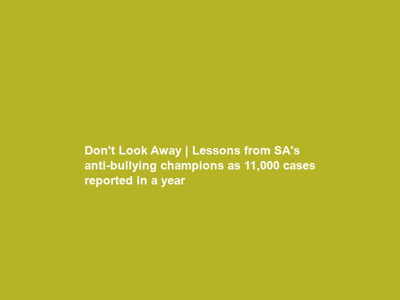 Don’t Look Away | Lessons from SA’s anti-bullying champions as 11,000 cases reported in a year