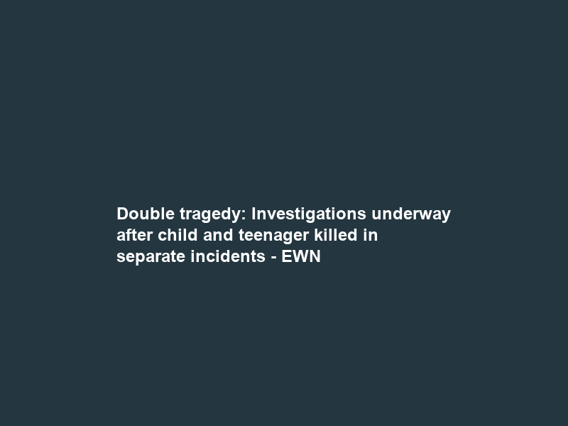 Double tragedy: Investigations underway after child and teenager killed in separate incidents – EWN