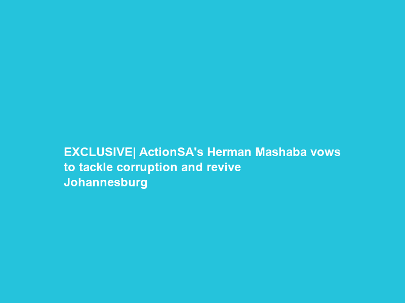 EXCLUSIVE| ActionSA’s Herman Mashaba vows to tackle corruption and revive Johannesburg