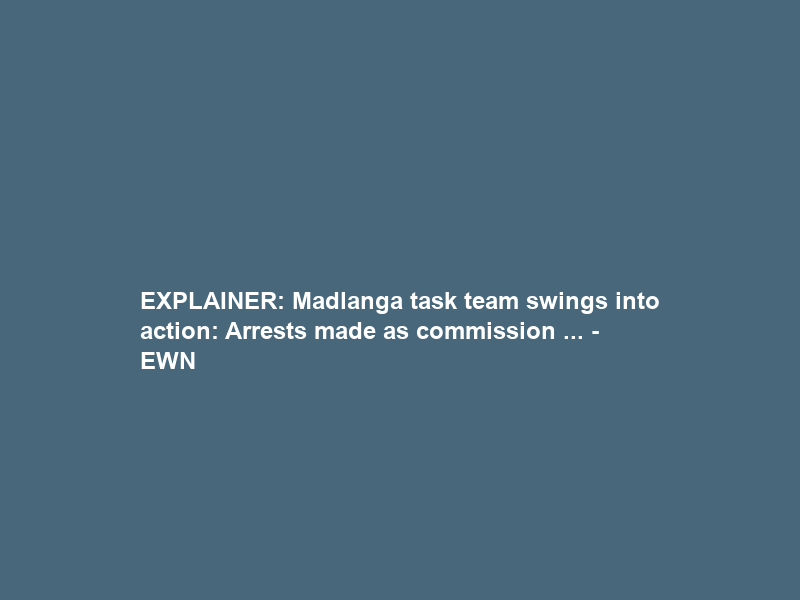 EXPLAINER: Madlanga task team swings into action: Arrests made as commission … – EWN