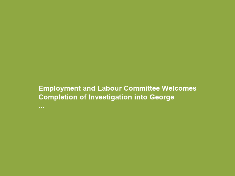 Employment and Labour Committee Welcomes Completion of Investigation into George …