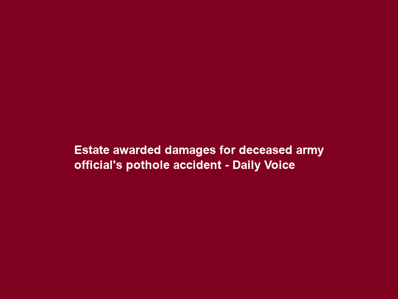 Estate awarded damages for deceased army official’s pothole accident – Daily Voice