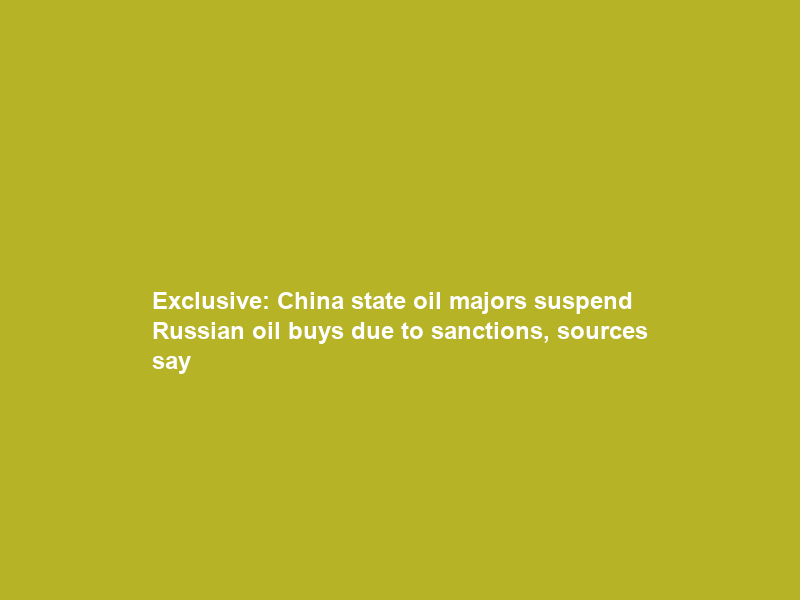 Exclusive: China state oil majors suspend Russian oil buys due to sanctions, sources say