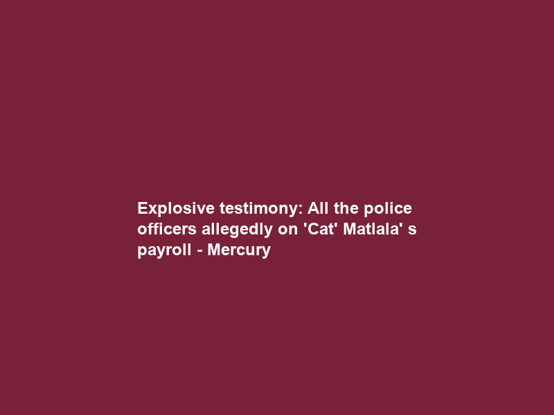 Explosive testimony: All the police officers allegedly on ‘Cat’ Matlala’ s payroll – Mercury