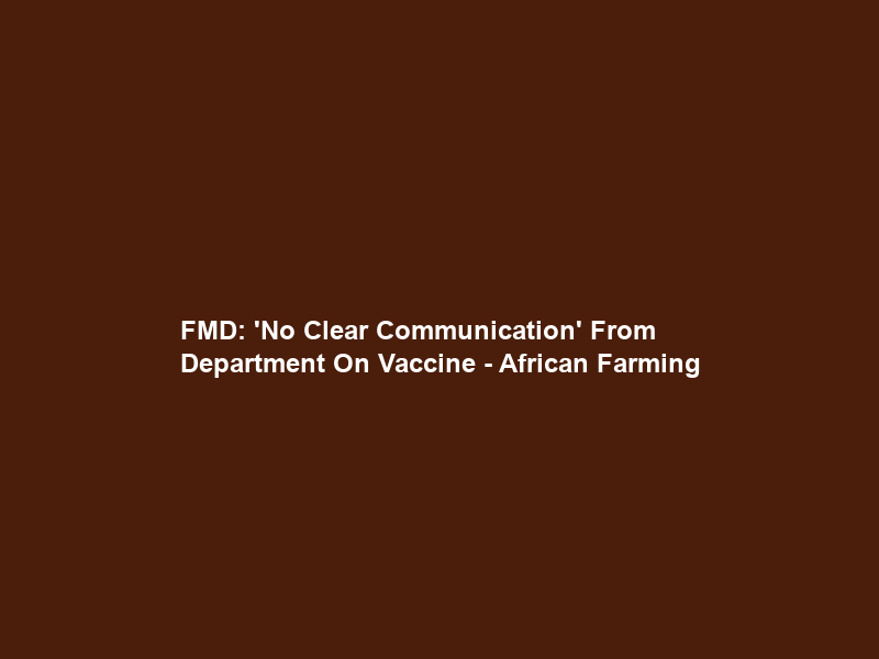 FMD: ‘No Clear Communication’ From Department On Vaccine – African Farming