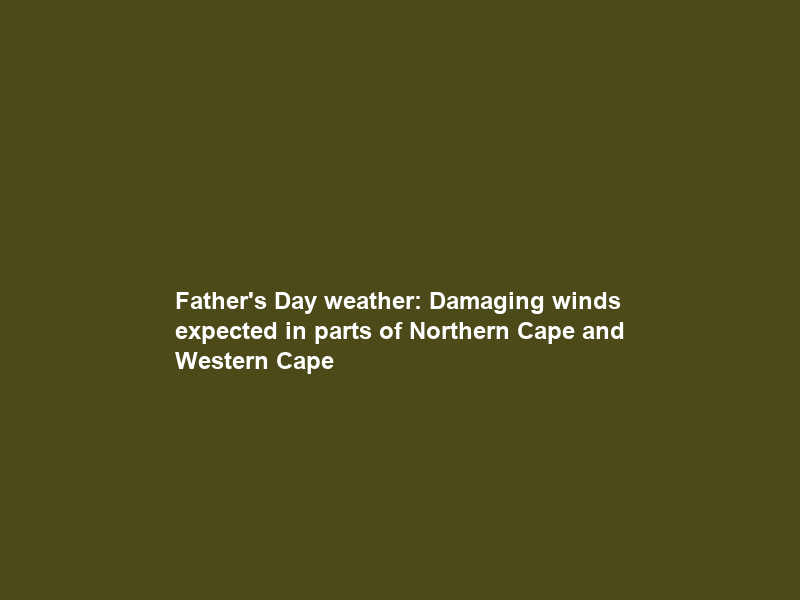 Father’s Day weather: Damaging winds expected in parts of Northern Cape and Western Cape