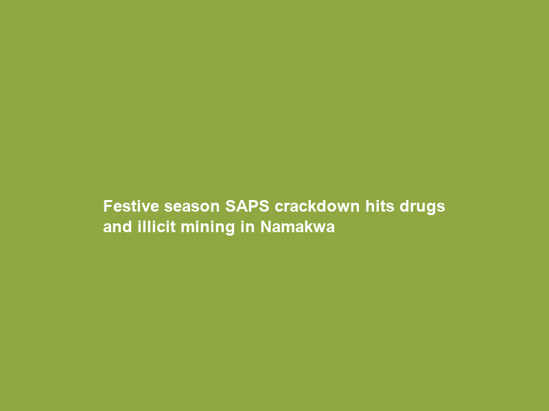 Festive season SAPS crackdown hits drugs and illicit mining in Namakwa