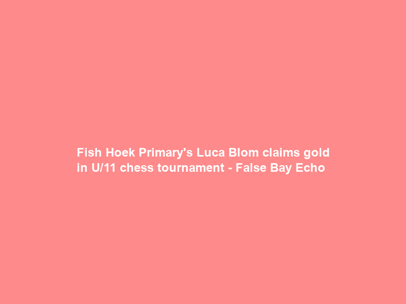 Fish Hoek Primary’s Luca Blom claims gold in U/11 chess tournament – False Bay Echo
