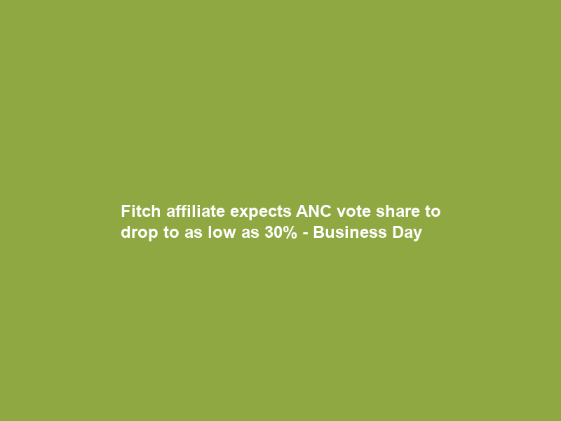 Fitch affiliate expects ANC vote share to drop to as low as 30% – Business Day