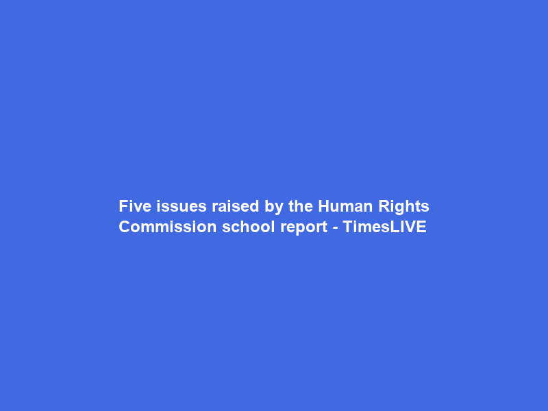 Five issues raised by the Human Rights Commission school report – TimesLIVE