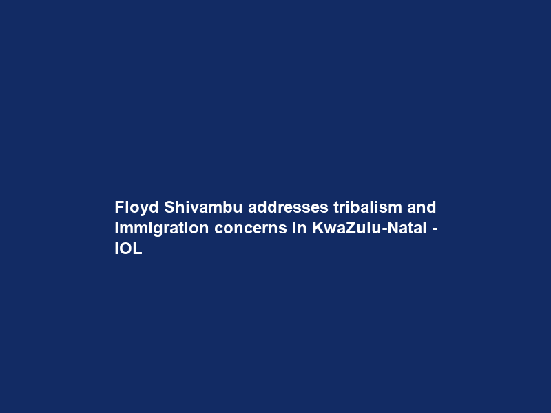 Floyd Shivambu addresses tribalism and immigration concerns in KwaZulu-Natal – IOL