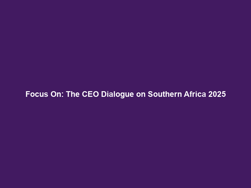 Focus On: The CEO Dialogue on Southern Africa 2025