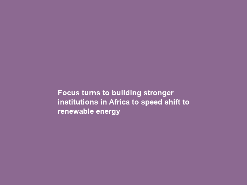 Focus turns to building stronger institutions in Africa to speed shift to renewable energy