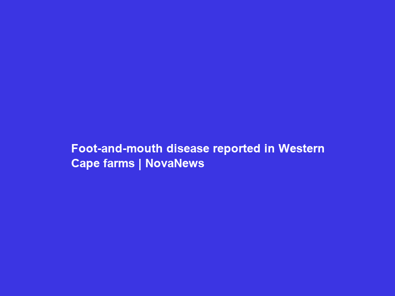 Foot-and-mouth disease reported in Western Cape farms | NovaNews