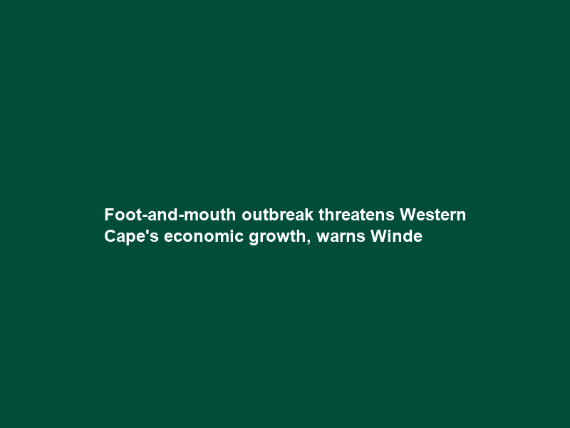 Foot-and-mouth outbreak threatens Western Cape’s economic growth, warns Winde