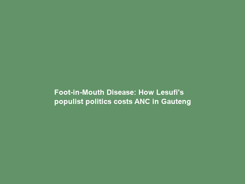Foot-in-Mouth Disease: How Lesufi’s populist politics costs ANC in Gauteng