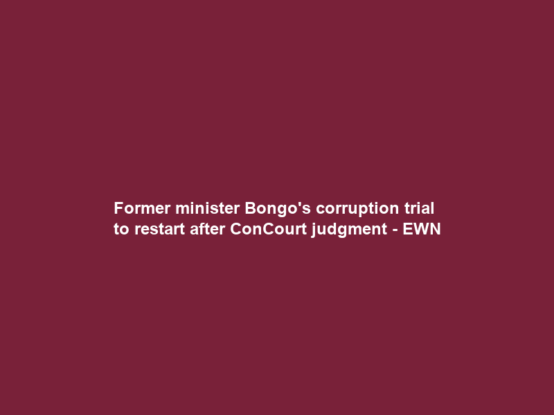 Former minister Bongo’s corruption trial to restart after ConCourt judgment – EWN