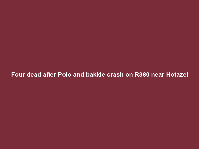 Four dead after Polo and bakkie crash on R380 near Hotazel