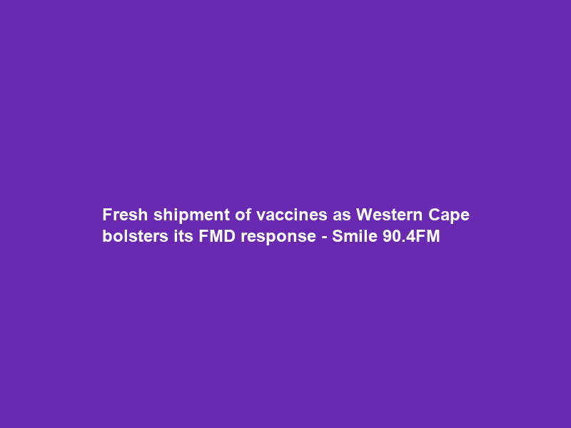 Fresh shipment of vaccines as Western Cape bolsters its FMD response – Smile 90.4FM