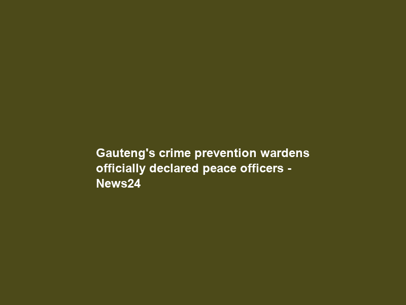 Gauteng’s crime prevention wardens officially declared peace officers – News24