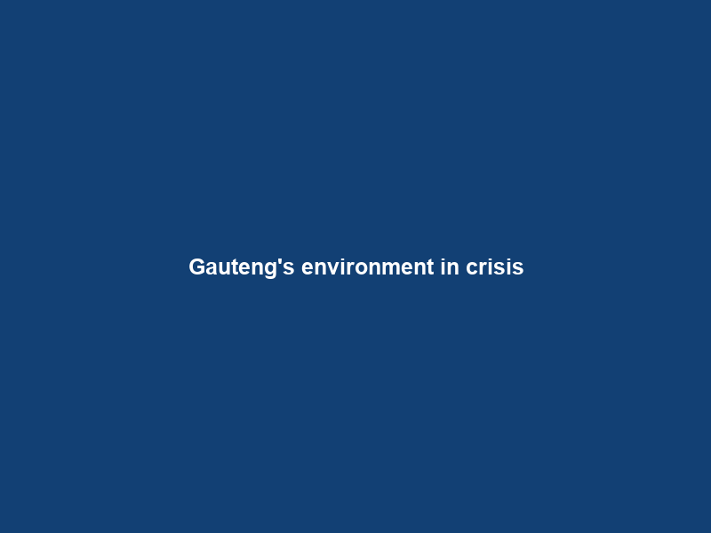 Gauteng’s environment in crisis; time for accountability and decisive action