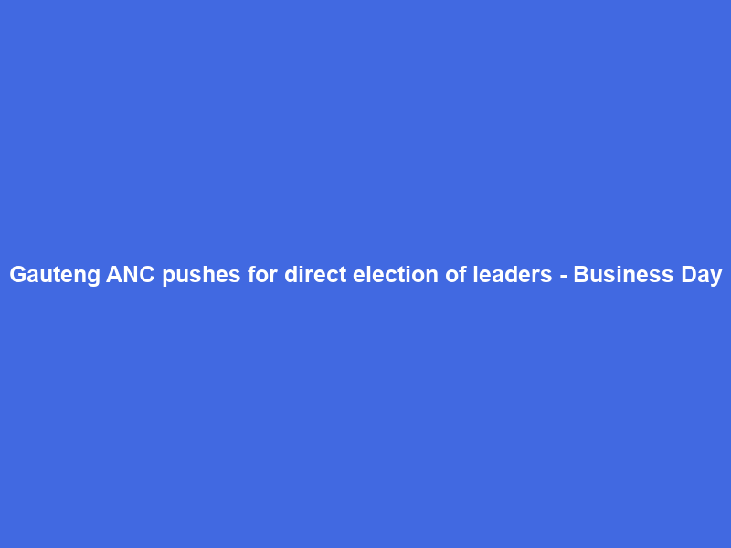 Gauteng ANC pushes for direct election of leaders – Business Day