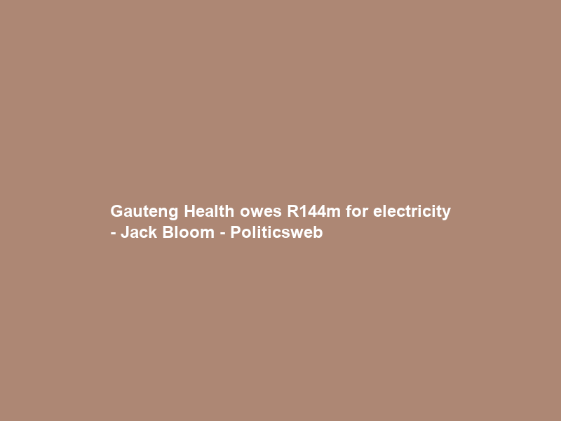 Gauteng Health owes R144m for electricity – Jack Bloom – Politicsweb