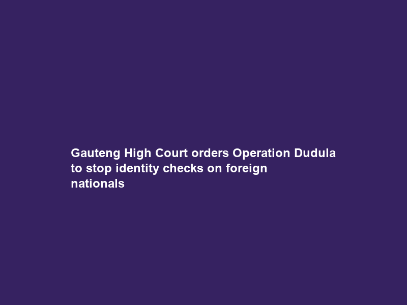 Gauteng High Court orders Operation Dudula to stop identity checks on foreign nationals