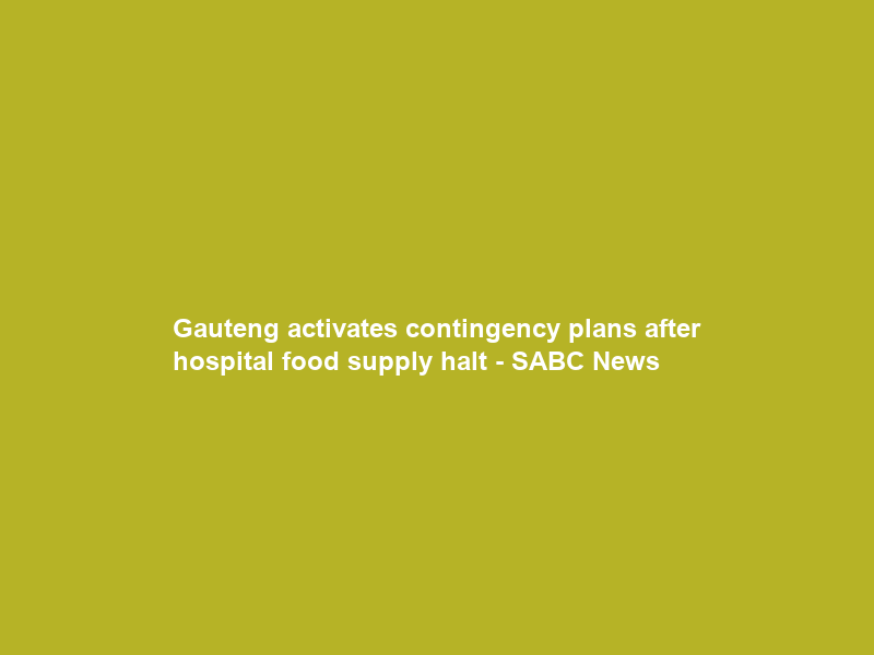 Gauteng activates contingency plans after hospital food supply halt – SABC News