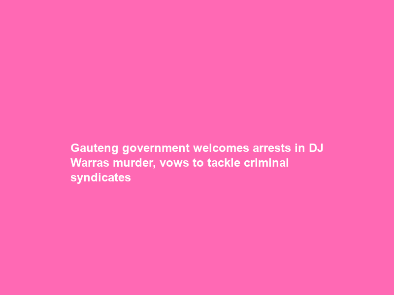 Gauteng government welcomes arrests in DJ Warras murder, vows to tackle criminal syndicates