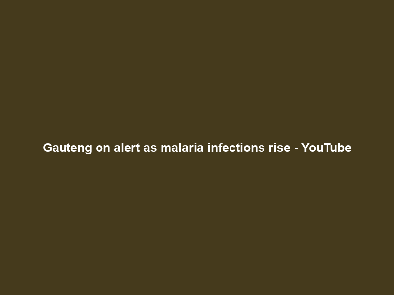 Gauteng on alert as malaria infections rise – YouTube