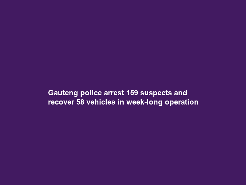 Gauteng police arrest 159 suspects and recover 58 vehicles in week-long operation
