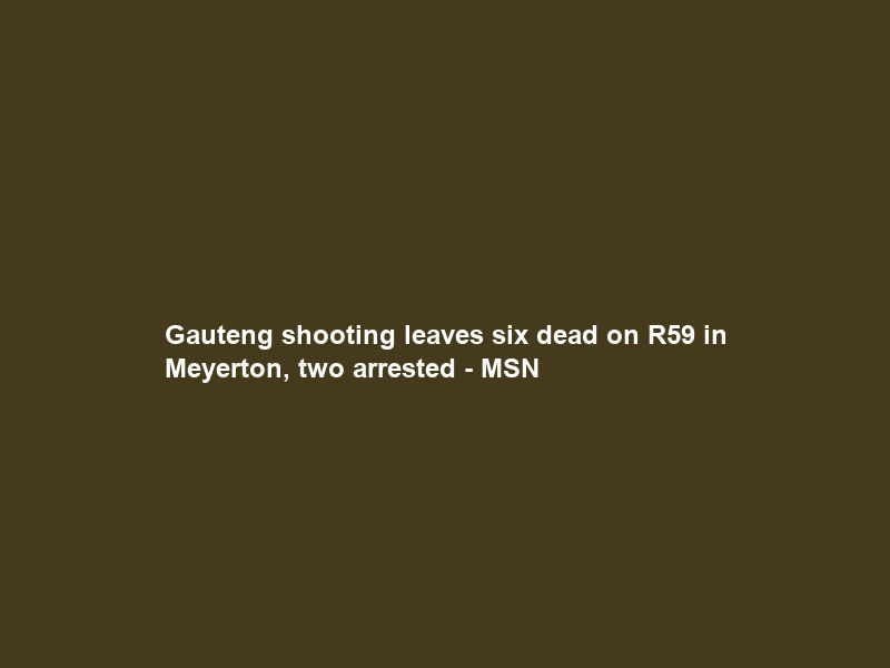Gauteng shooting leaves six dead on R59 in Meyerton, two arrested – MSN