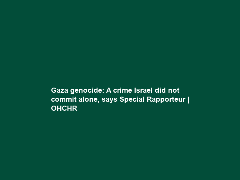 Gaza genocide: A crime Israel did not commit alone, says Special Rapporteur | OHCHR