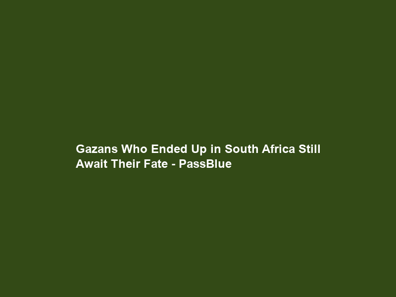Gazans Who Ended Up in South Africa Still Await Their Fate – PassBlue