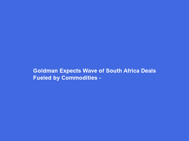 Goldman Expects Wave of South Africa Deals Fueled by Commodities –