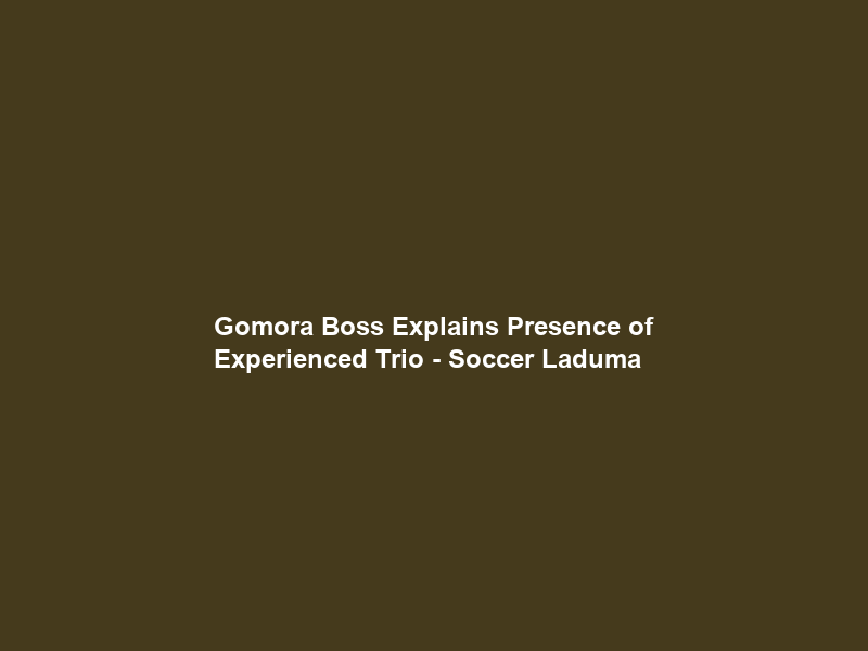 Gomora Boss Explains Presence of Experienced Trio – Soccer Laduma