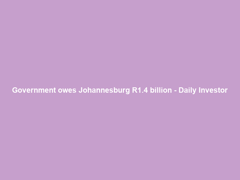 Government owes Johannesburg R1.4 billion – Daily Investor