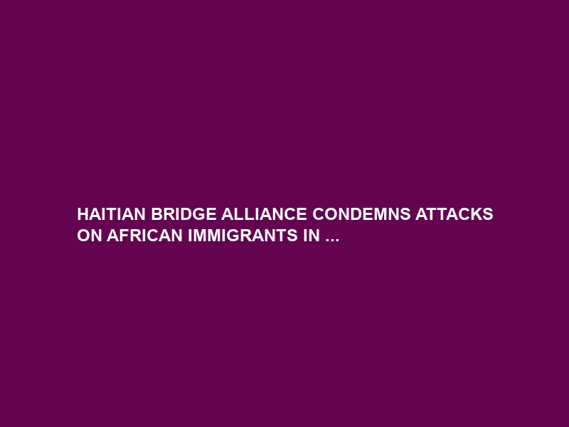 HAITIAN BRIDGE ALLIANCE CONDEMNS ATTACKS ON AFRICAN IMMIGRANTS IN …