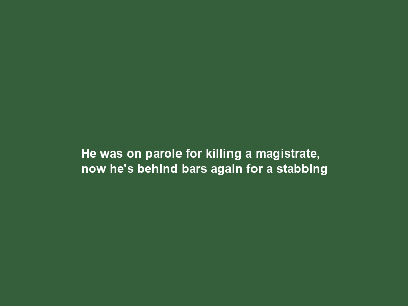 He was on parole for killing a magistrate, now he’s behind bars again for a stabbing