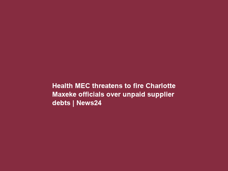 Health MEC threatens to fire Charlotte Maxeke officials over unpaid supplier debts | News24