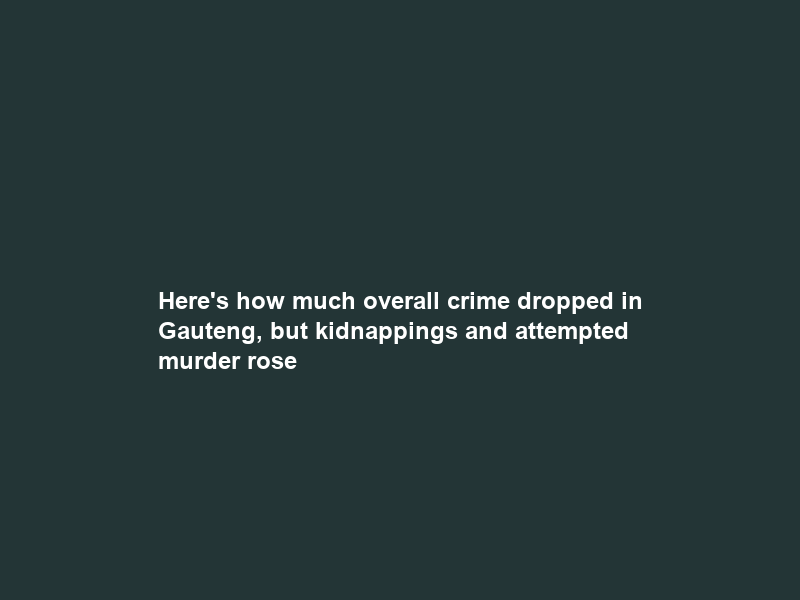 Here’s how much overall crime dropped in Gauteng, but kidnappings and attempted murder rose