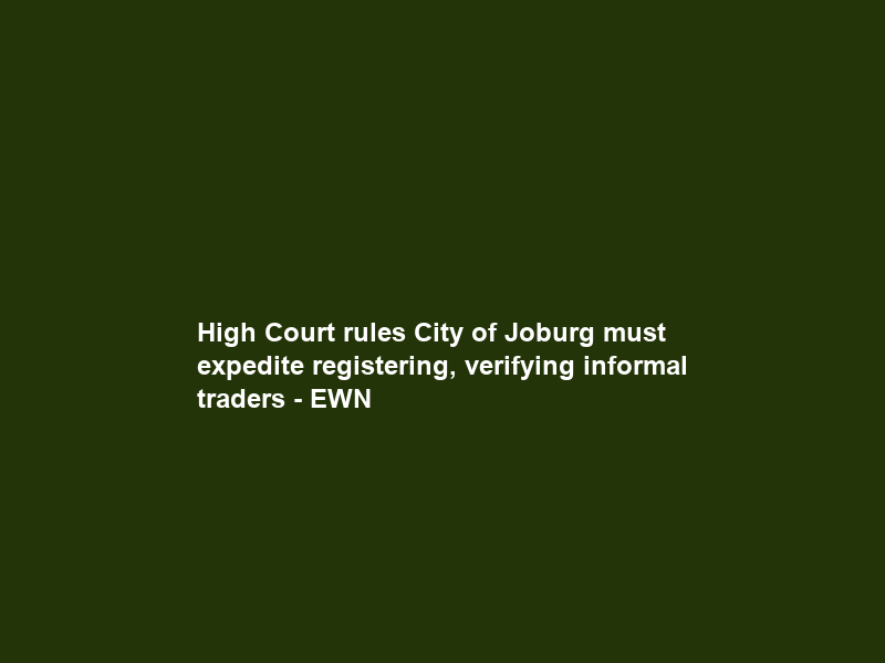High Court rules City of Joburg must expedite registering, verifying informal traders – EWN