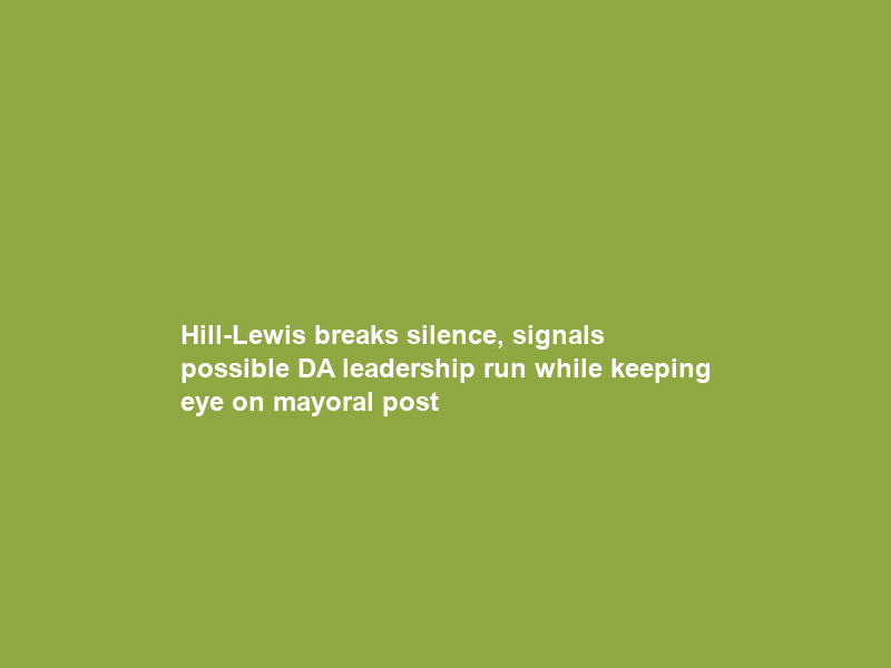 Hill-Lewis breaks silence, signals possible DA leadership run while keeping eye on mayoral post