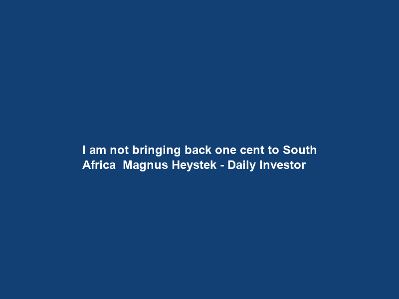 I am not bringing back one cent to South Africa – Magnus Heystek – Daily Investor
