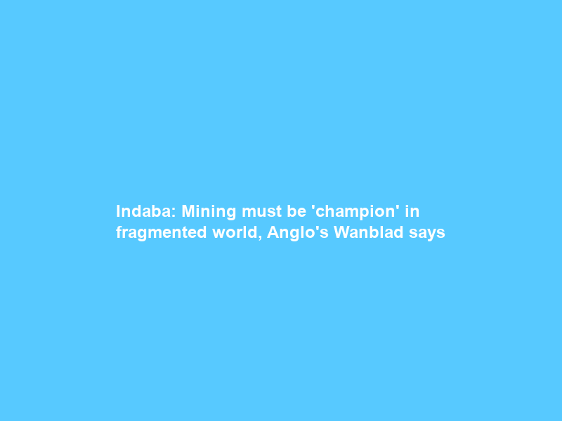 Indaba: Mining must be ‘champion’ in fragmented world, Anglo’s Wanblad says