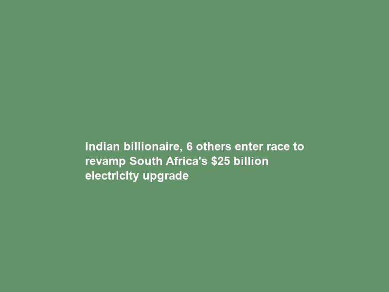 Indian billionaire, 6 others enter race to revamp South Africa’s  billion electricity upgrade