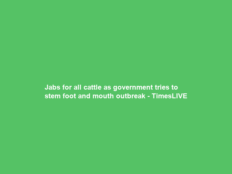 Jabs for all cattle as government tries to stem foot and mouth outbreak – TimesLIVE