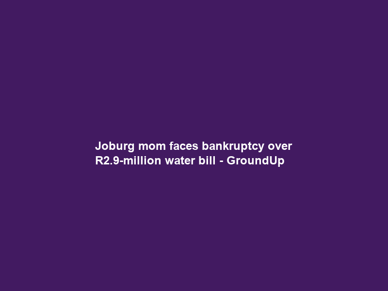 Joburg mom faces bankruptcy over R2.9-million water bill – GroundUp